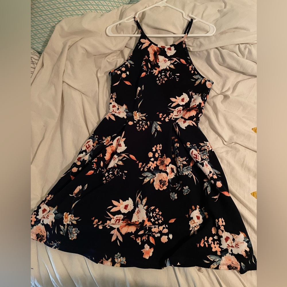 High neck Floral dress